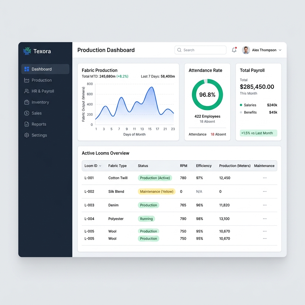 Texora Manager Dashboard Interface